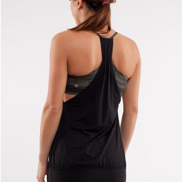 Lululemon Racerback Tank w/ Camo Bra 4 Black Green NWOT - Picture 3 of 13